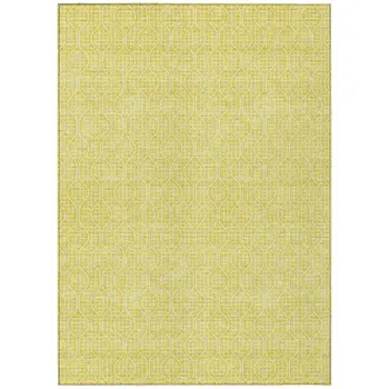 8' X 10' Yellow And Gray Geometric Washable Indoor Outdoor Area Rug
