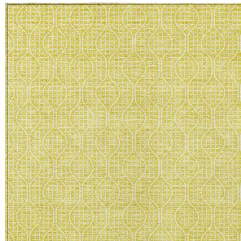 9' X 12' Yellow And Gray Geometric Washable Indoor Outdoor Area Rug