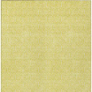 10' X 14' Yellow And Gray Geometric Washable Indoor Outdoor Area Rug