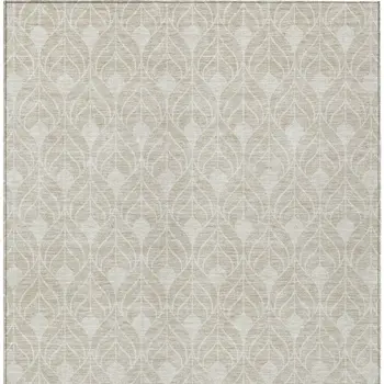 3' X 5' Beige And Ivory Geometric Washable Indoor Outdoor Area Rug