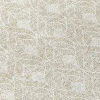 8' Beige And Ivory Round Geometric Washable Indoor Outdoor Area Rug
