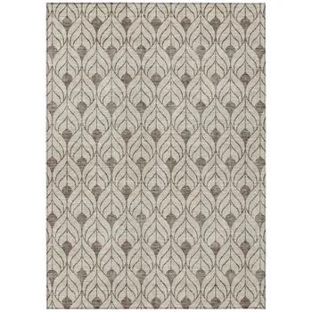 3' X 5' Brown And Beige Geometric Washable Indoor Outdoor Area Rug