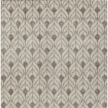 10' X 14' Brown And Beige Geometric Washable Indoor Outdoor Area Rug