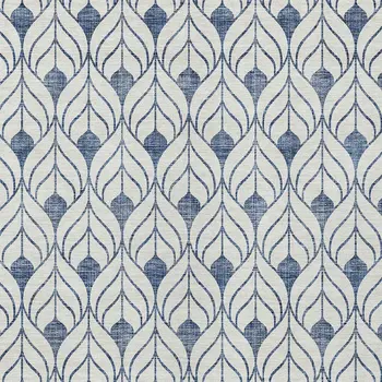 3' X 5' Blue And Ivory Geometric Washable Indoor Outdoor Area Rug