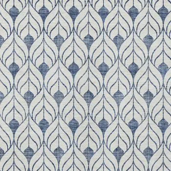 10' X 14' Blue And Ivory Geometric Washable Indoor Outdoor Area Rug