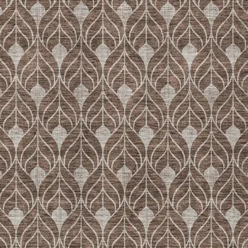 5' X 8' Chocolate And Beige Geometric Washable Indoor Outdoor Area Rug