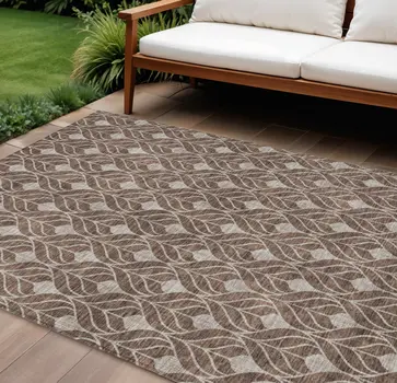 8' X 10' Chocolate And Beige Geometric Washable Indoor Outdoor Area Rug