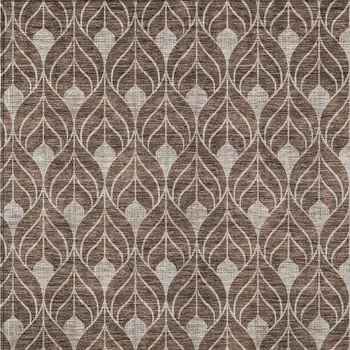9' X 12' Chocolate And Beige Geometric Washable Indoor Outdoor Area Rug