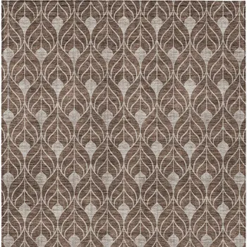 10' X 14' Chocolate And Beige Geometric Washable Indoor Outdoor Area Rug