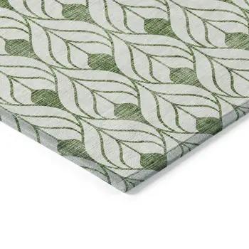 5' X 8' Green And Ivory Geometric Washable Indoor Outdoor Area Rug