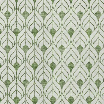 5' X 8' Green And Ivory Geometric Washable Indoor Outdoor Area Rug