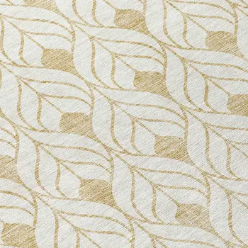 8' Gold And Beige Round Geometric Washable Indoor Outdoor Area Rug