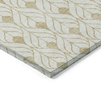 8' X 10' Gold And Beige Geometric Washable Indoor Outdoor Area Rug
