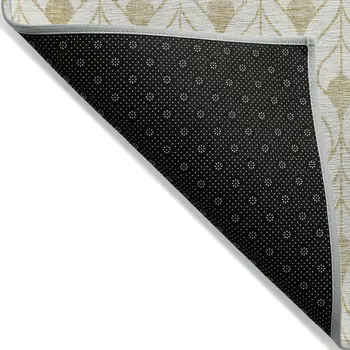 9' X 12' Gold And Beige Geometric Washable Indoor Outdoor Area Rug