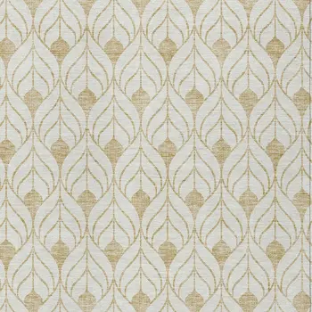 9' X 12' Gold And Beige Geometric Washable Indoor Outdoor Area Rug