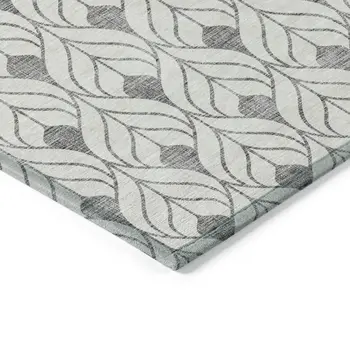 9' X 12' Gray And Ivory Geometric Washable Indoor Outdoor Area Rug