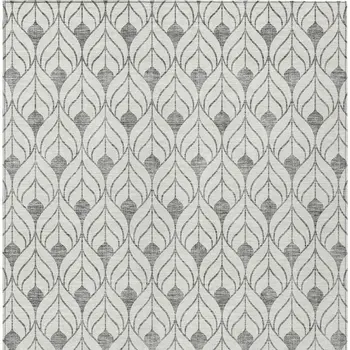 9' X 12' Gray And Ivory Geometric Washable Indoor Outdoor Area Rug