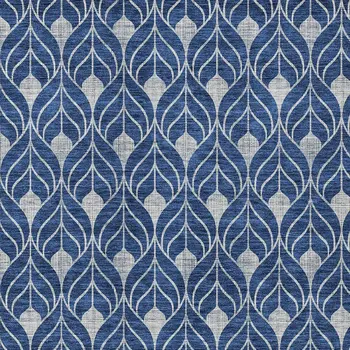 10' X 14' Navy Blue And Ivory Geometric Washable Indoor Outdoor Area Rug