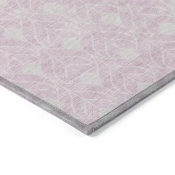 3' X 5' Pink And Ivory Geometric Washable Indoor Outdoor Area Rug