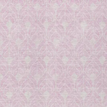 5' X 8' Pink And Ivory Geometric Washable Indoor Outdoor Area Rug