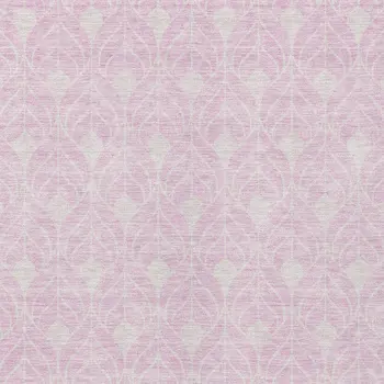 10' X 14' Pink And Ivory Geometric Washable Indoor Outdoor Area Rug