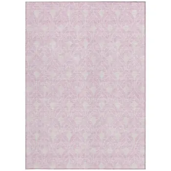 10' X 14' Pink And Ivory Geometric Washable Indoor Outdoor Area Rug