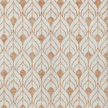3' X 5' Salmon And Beige Geometric Washable Indoor Outdoor Area Rug