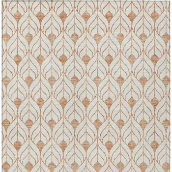 8' X 10' Salmon And Beige Geometric Washable Indoor Outdoor Area Rug