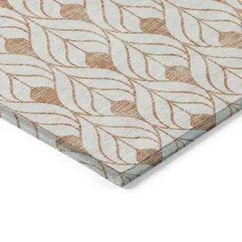 10' X 14' Salmon And Beige Geometric Washable Indoor Outdoor Area Rug