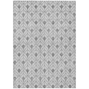 5' X 8' Silver And Gray Geometric Washable Indoor Outdoor Area Rug