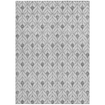 9' X 12' Silver And Gray Geometric Washable Indoor Outdoor Area Rug