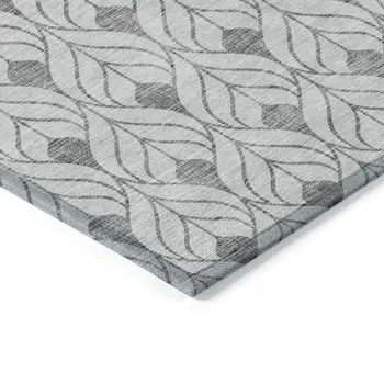 9' X 12' Silver And Gray Geometric Washable Indoor Outdoor Area Rug