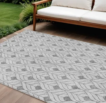 10' X 14' Silver And Gray Geometric Washable Indoor Outdoor Area Rug
