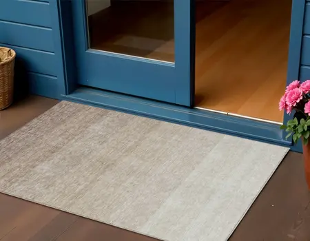 3' X 5' Beige And Ivory Ombre Washable Indoor Outdoor Area Rug