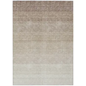 10' X 14' Beige And Ivory Ombre Washable Indoor Outdoor Area Rug
