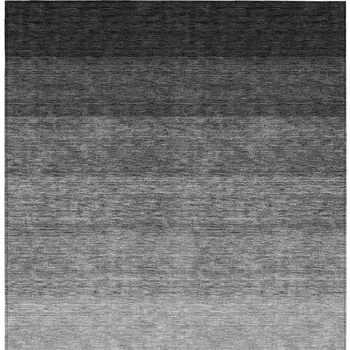 10' X 14' Black And Ivory Ombre Washable Indoor Outdoor Area Rug