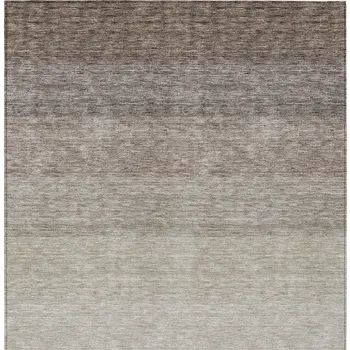 3' X 5' Brown And Ivory Ombre Washable Indoor Outdoor Area Rug