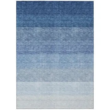 3' X 5' Blue And Gray Ombre Washable Indoor Outdoor Area Rug