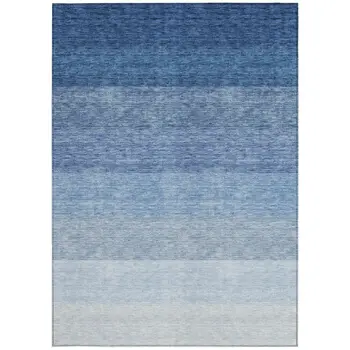 8' X 10' Blue And Gray Ombre Washable Indoor Outdoor Area Rug