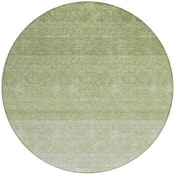 8' Green And Ivory Round Ombre Washable Indoor Outdoor Area Rug