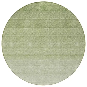 8' Green And Ivory Round Ombre Washable Indoor Outdoor Area Rug