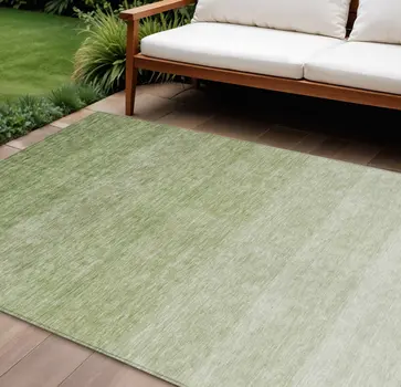 8' X 10' Green And Ivory Ombre Washable Indoor Outdoor Area Rug