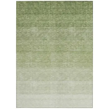 10' X 14' Green And Ivory Ombre Washable Indoor Outdoor Area Rug