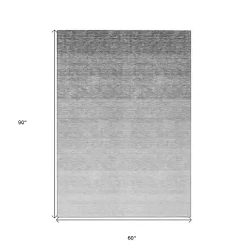 5' X 8' Gray And Light Gray Ombre Washable Indoor Outdoor Area Rug