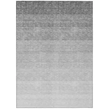 5' X 8' Gray And Light Gray Ombre Washable Indoor Outdoor Area Rug