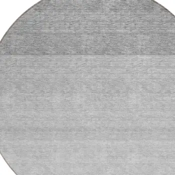 8' Gray And Light Gray Round Ombre Washable Indoor Outdoor Area Rug