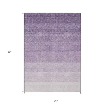 3' X 5' Purple And Lavender Ombre Washable Indoor Outdoor Area Rug