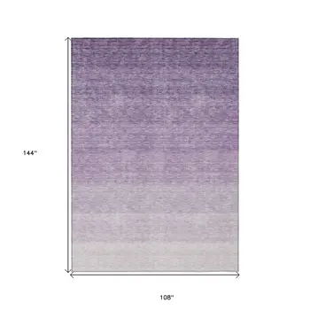 9' X 12' Purple And Lavender Ombre Washable Indoor Outdoor Area Rug