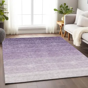 9' X 12' Purple And Lavender Ombre Washable Indoor Outdoor Area Rug