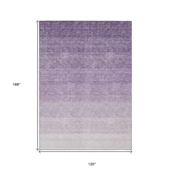 10' X 14' Purple And Lavender Ombre Washable Indoor Outdoor Area Rug